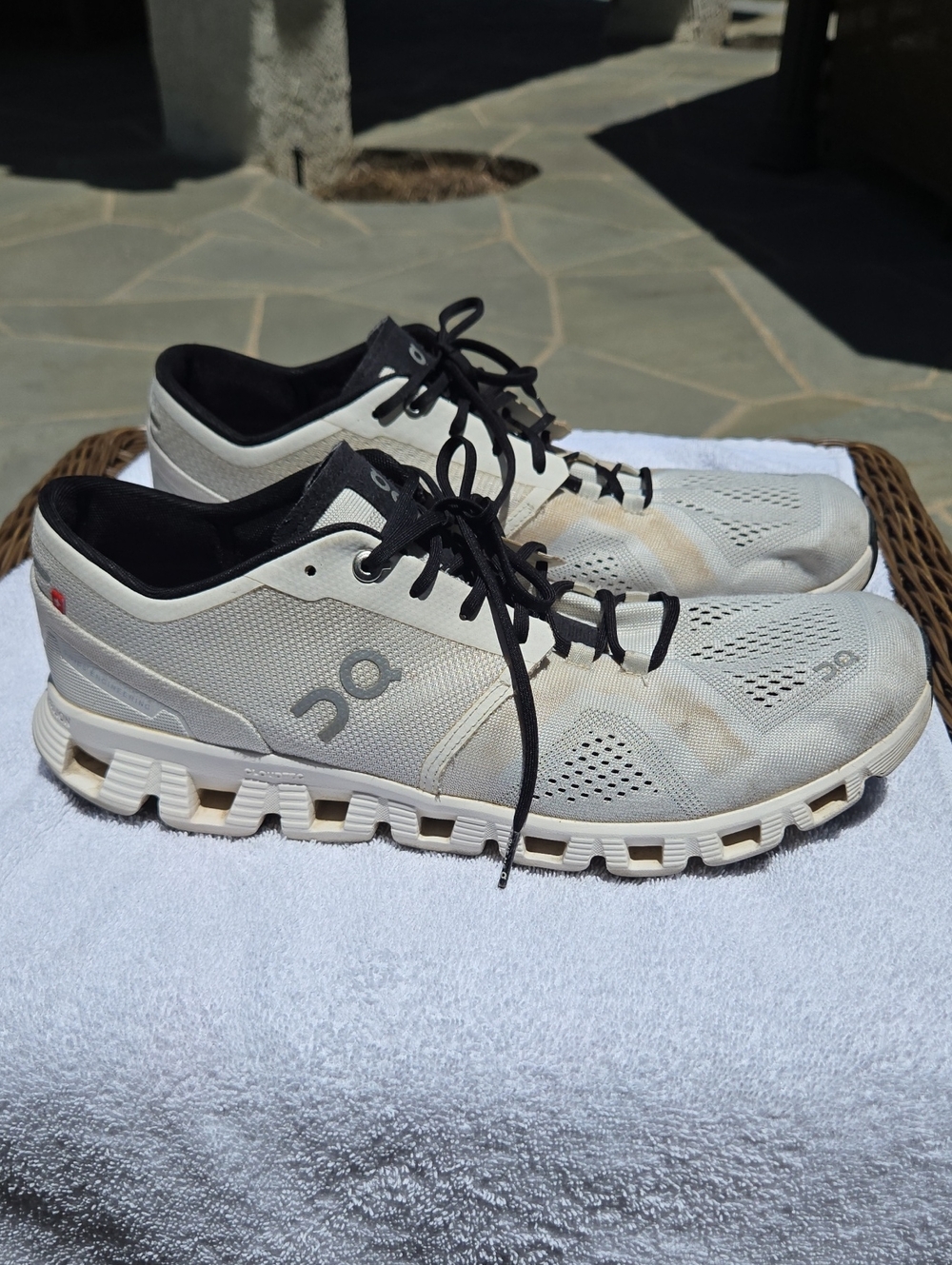 On Running Men's Athletic Shoes in Off-White with Black Accents